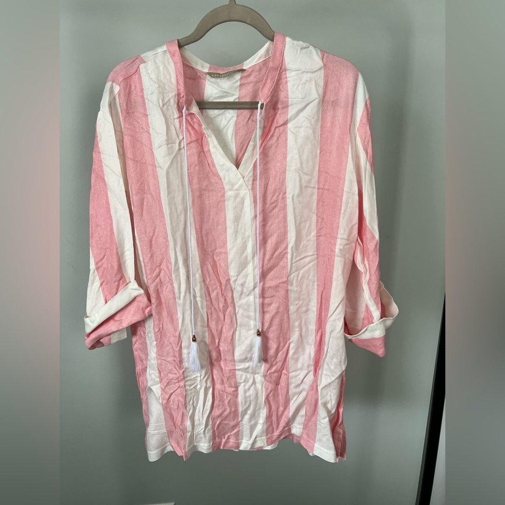Lauren James Pink and White Striped Cover-up in M/L